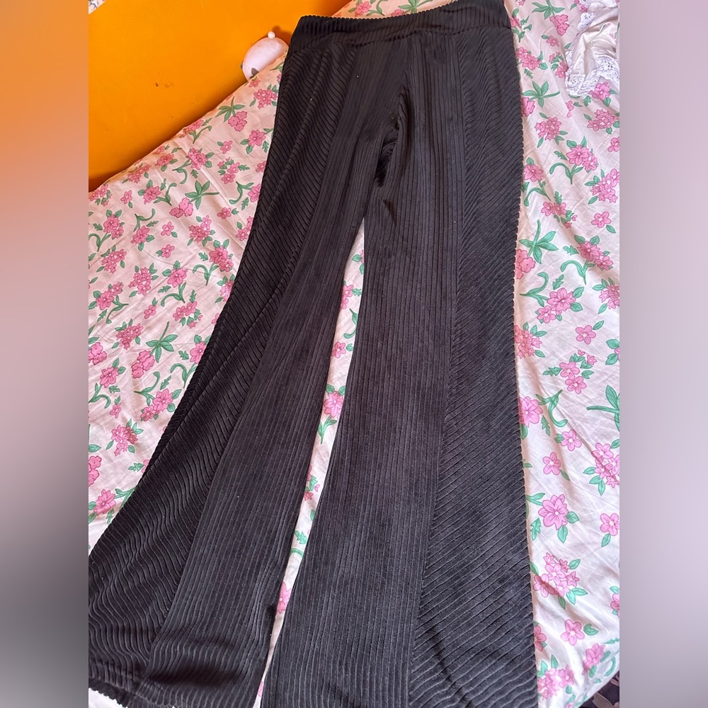 Black Velvet Flare Leggings